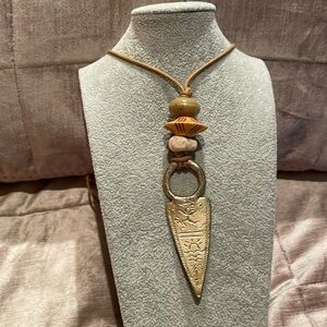 Prehistoric Arrow Cave Drawing Corded Necklace